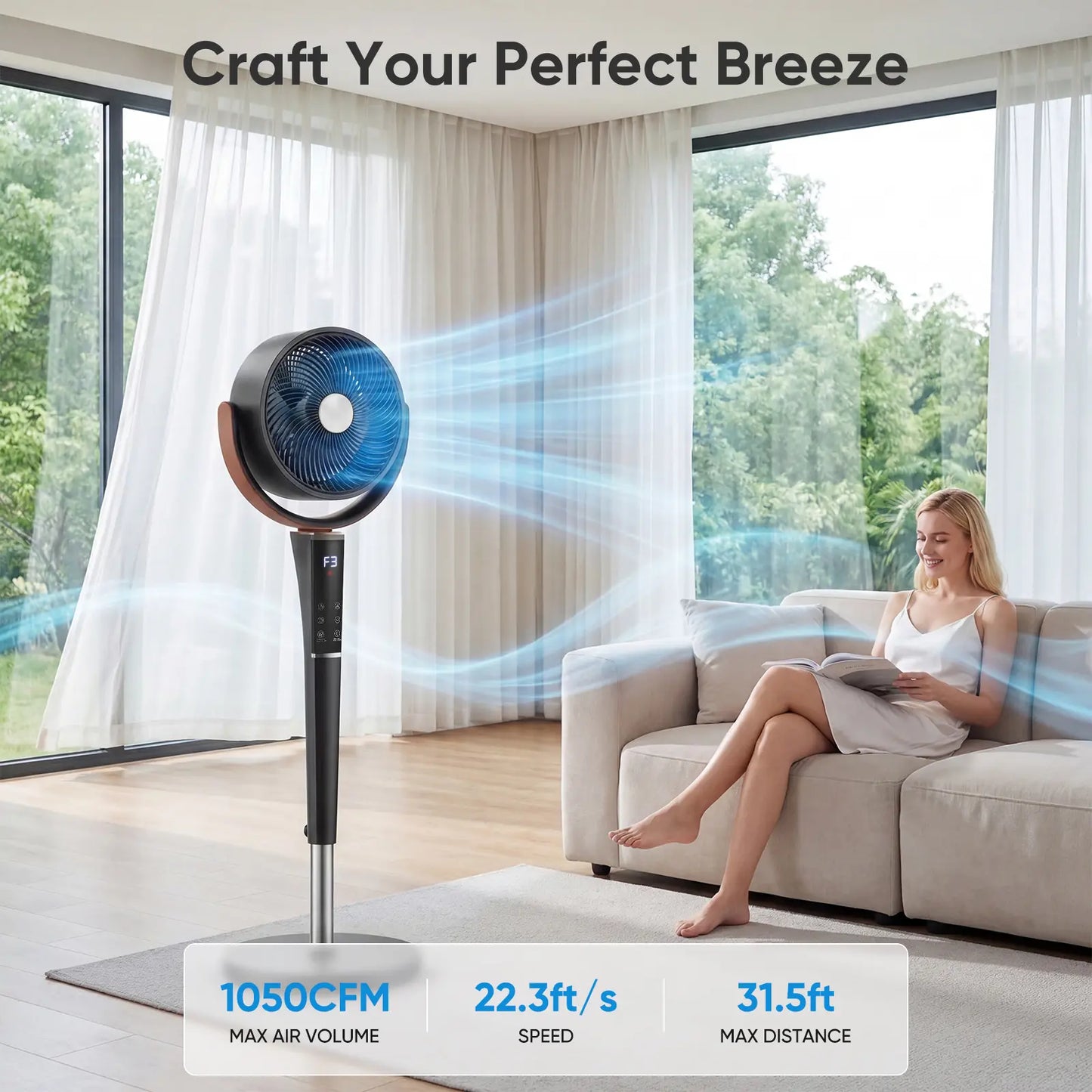 Pro Breeze Smart Oscillating Floor Fan