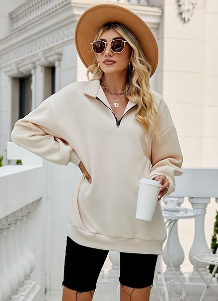 Cozy Luxe Half Zip Pocket Sweatshirt